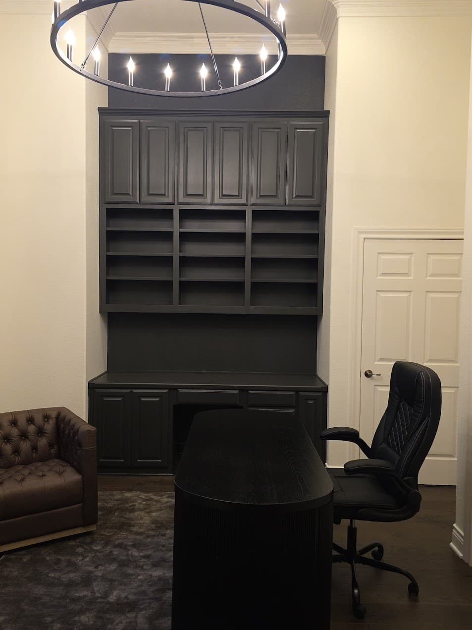 Dark painted office cabinets Georgetown TX