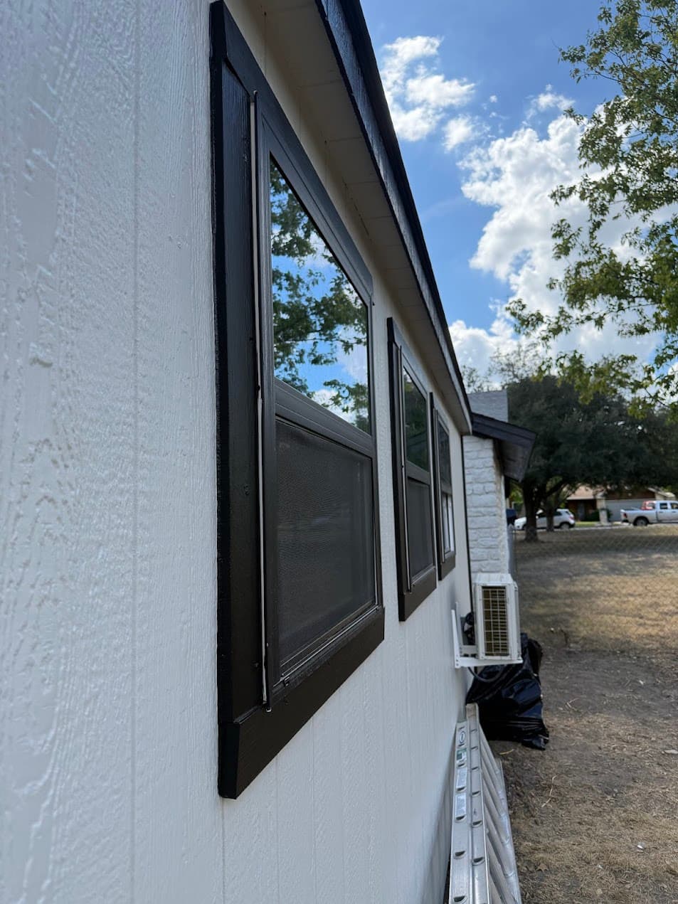 Grey painted exterior shed Pflugerville Texas