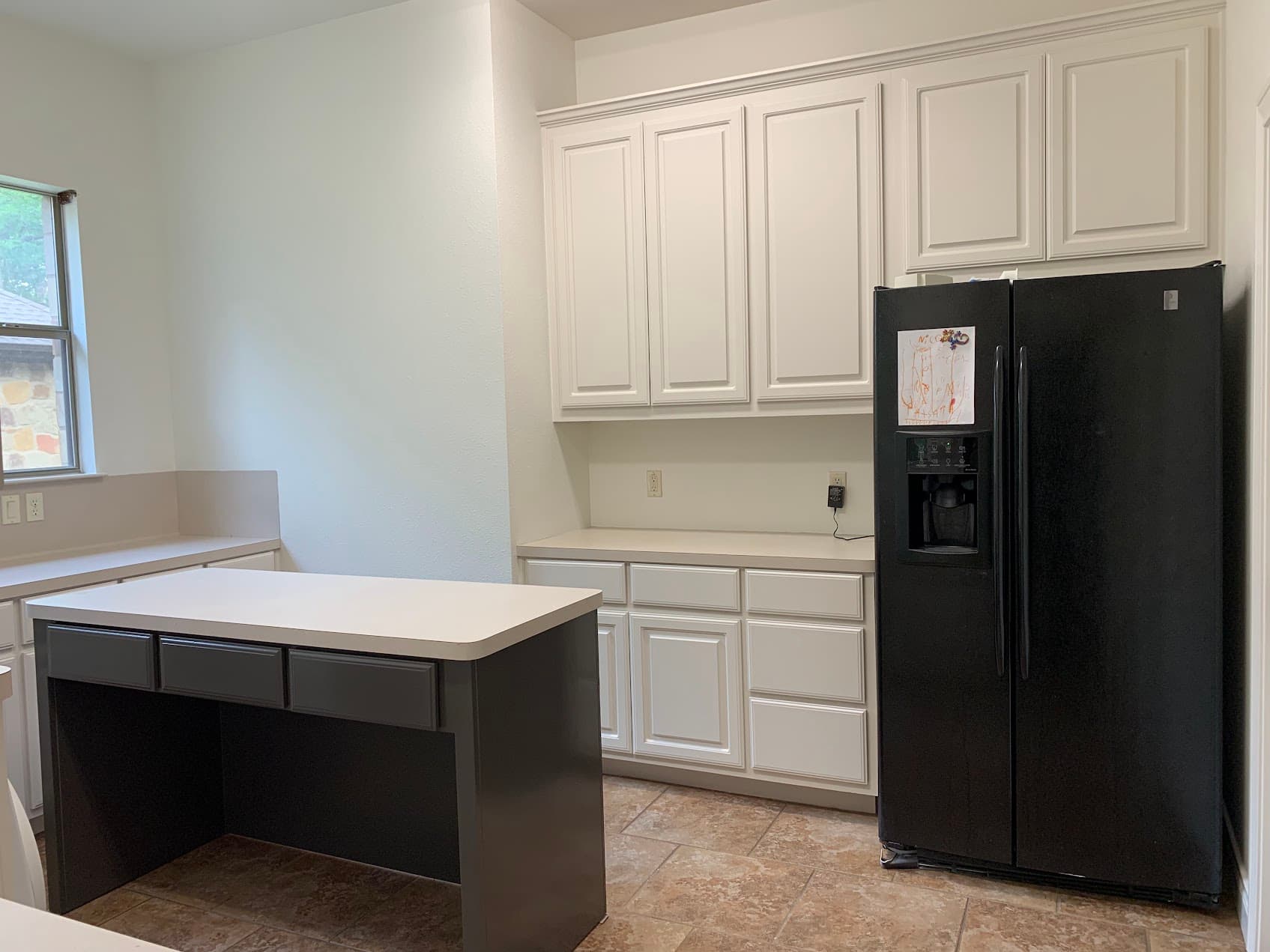 White cabinets with grey island cabinet painting Georgetown TX