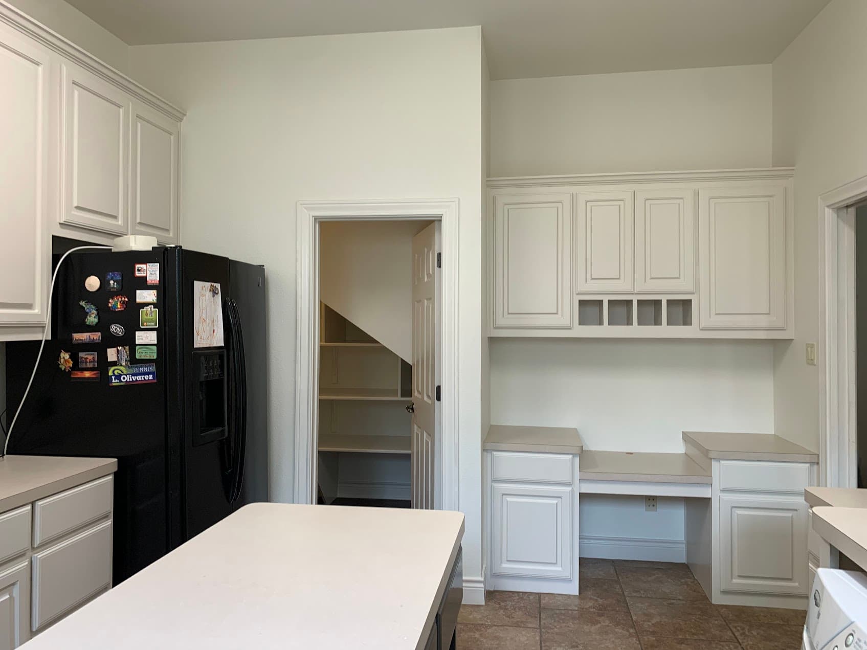Georgetown TX white cabinet grey island paint finish