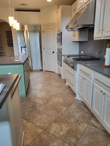 White cabinets green island cabinet paint Bee Cave TX
