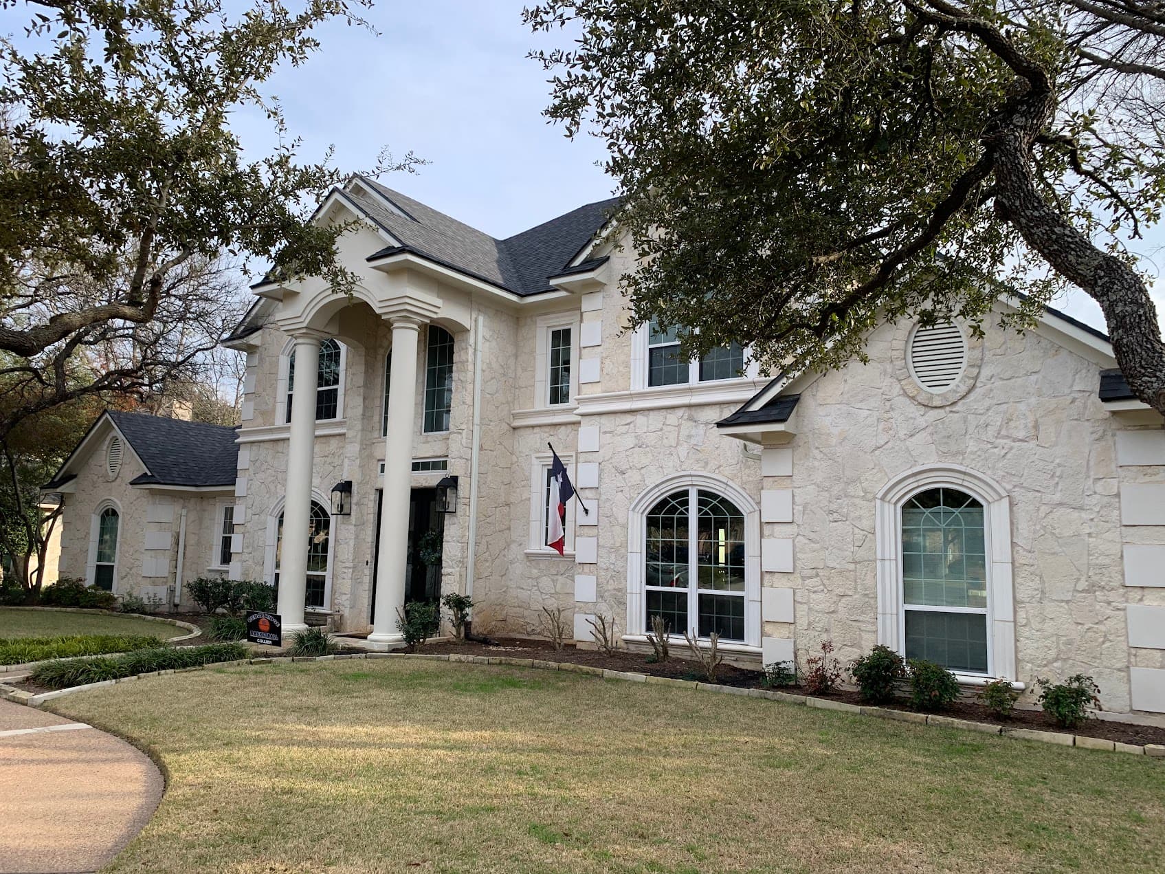 White exterior home painting Round Rock TX