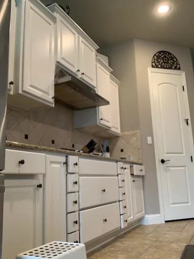 White kitchen cabinet painting Leander TX