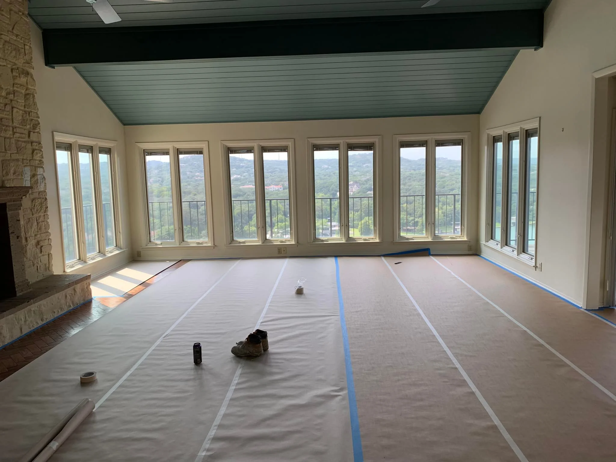 Before painting — plain white walls